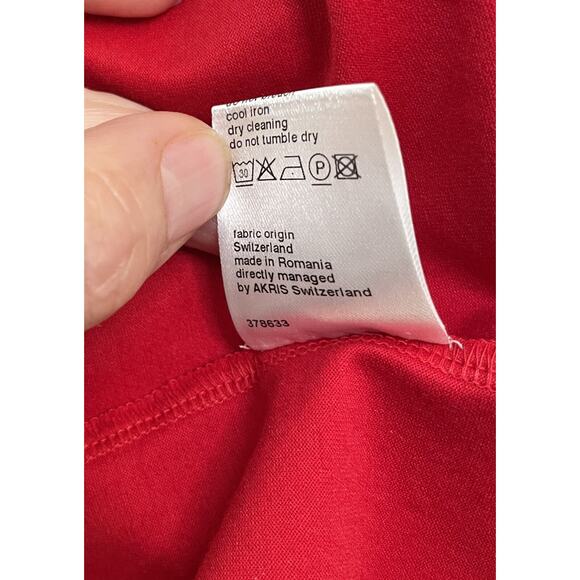 Akris Punto Red Knit SS Top US 8 Square Neckline Cotton Spandex - Picture 9 of 9